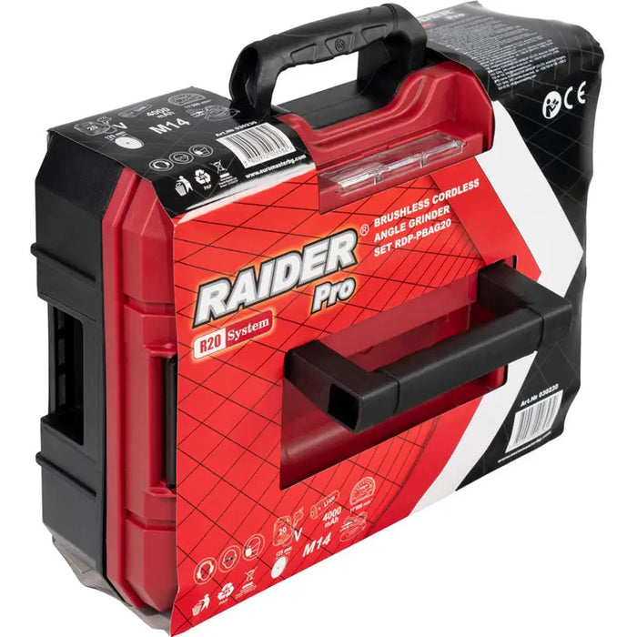 BATTERY BRUSHLESS ANGLE SAVER RAIDER PRO RDP-PBAG20 20 V CASE 125 mm 4.00 Ah NUMBER OF BATTERIES 1 - Ъглошлайфи<<<Шлайф