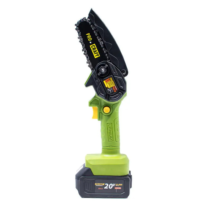 BATTERY BRUSHLESS MINI CHAIN SAW PROCRAFT PKA18 20 V NUMBER OF BATTERIES 1 2.00 Ah BAR LENGTH 10.00 cm BAR LENGTH 10.00