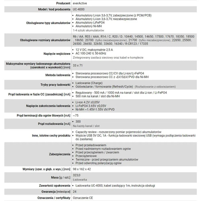 Battery charger EverActive UC-4000 - Зарядни за Батерии<<<Електроника Батерии<<<Компютри|
