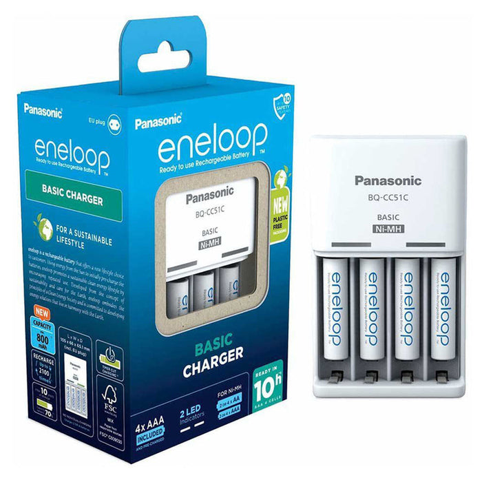BATTERY CHARGER PANASONIC ENELOOP BASIC AA 1900mAh - Батерии<<<Батерии и фенери<<<Осветление<<<Praktiker&&&Зарядни за
