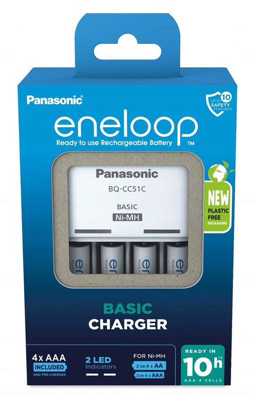 Battery charger PANASONIC Eneloop Basic BQ-CC51 + 4x AAA 800 mAh (K-KJ51MCD04E) - Battery chargersBAL-LAD<<<batteries