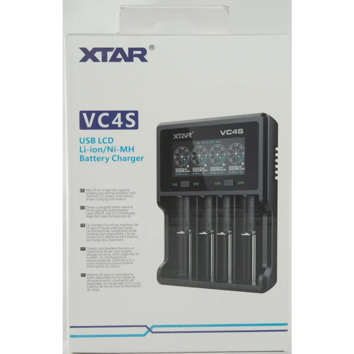 Battery charger XTAR VC4SL 4 sockets LCD display USB LiIon & NIMH 18650 CR123 AA AAA - Зарядни устройства и