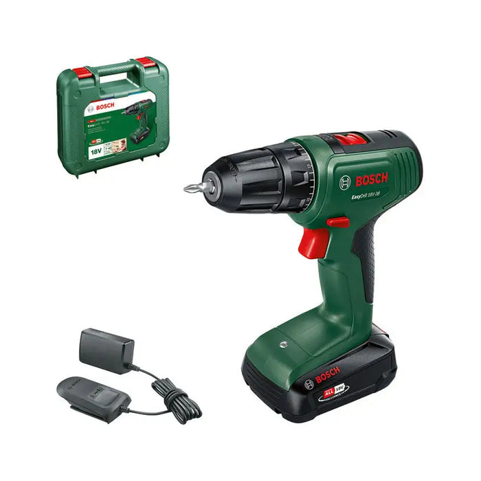 BATTERY DRILL BOSCH EASYDRILL 18V-38 18 V 38.00 nm NUMBER OF BATTERIES 1 2.00 Ah SUITCASE - Акумулаторни бормашини и