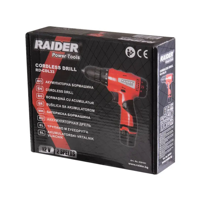 BATTERY DRILL RAIDER RD-CDL 33 12 V 24.00 nm NUMBER OF BATTERIES 1 1.50 Ah - Акумулаторни бормашини и