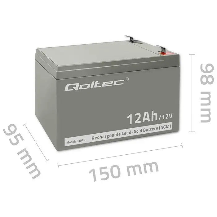 Battery for Uninterruptible Power Supply System UPS Qoltec 53049 12 Ah 12 V - BatteriesZSI-AKU<<<Emergency power