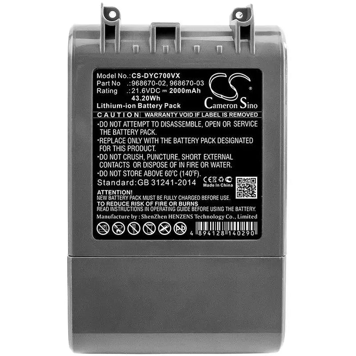 Battery for vacuum cleaner Dyson SV11 V7 968670-02 LiIon 21.6V 2000mAh CAMERON SINO - Батерии за