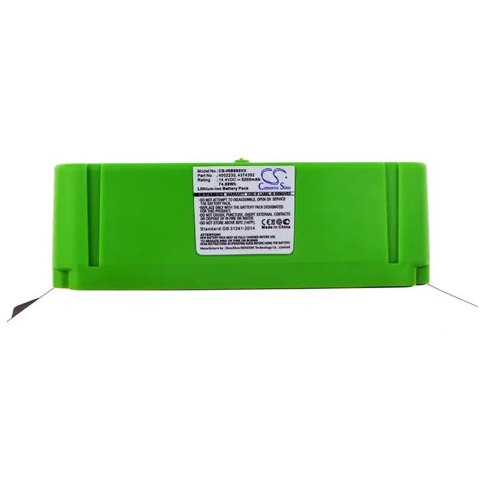 Battery for vacuum cleaner iRobot Roomba 614 Roomba 640 652 680,690 850 980 4374392 LiIon 14.4V 5200mAh CAMERON SINO