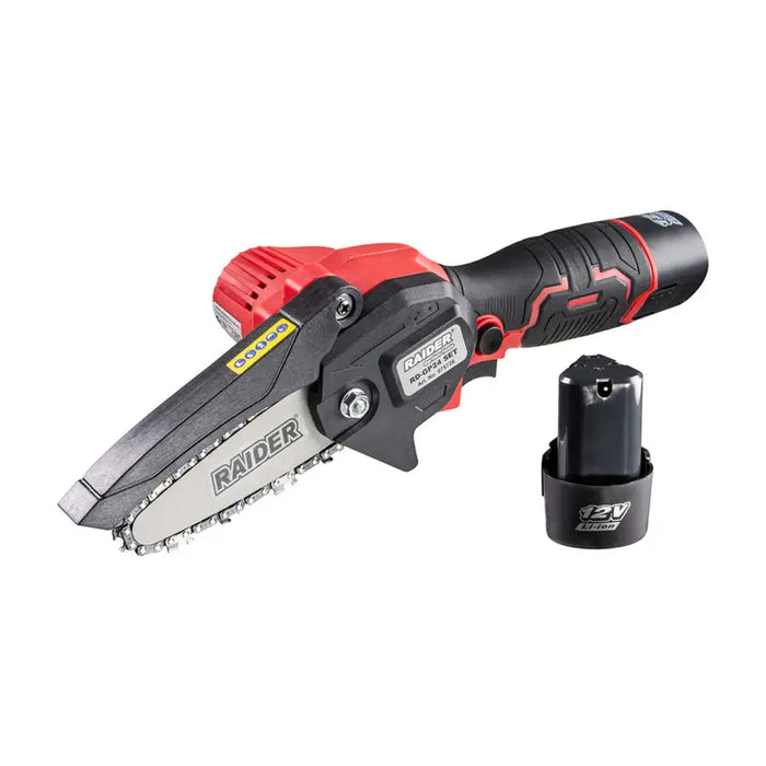 BATTERY MINI CHAIN SAW RAIDER RD-GP24 12 V NUMBER OF BATTERIES 2 2.00 Ah BAR LENGTH 10.00 cm BAR LENGTH 10.00 cm