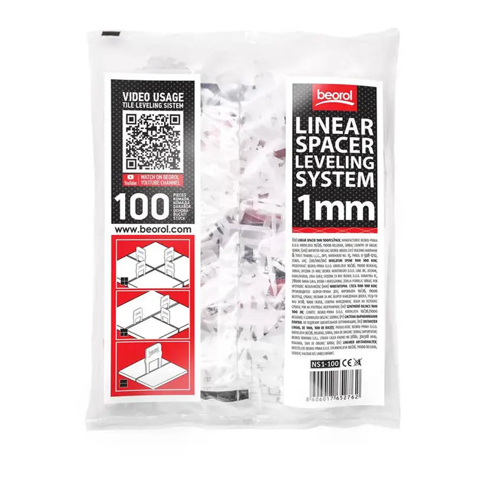 BEOROL TILE LEVELING FIXER 1 MM 100 PCS - Строителни инструменти и аксесоари<<<Инструменти аксесоари за