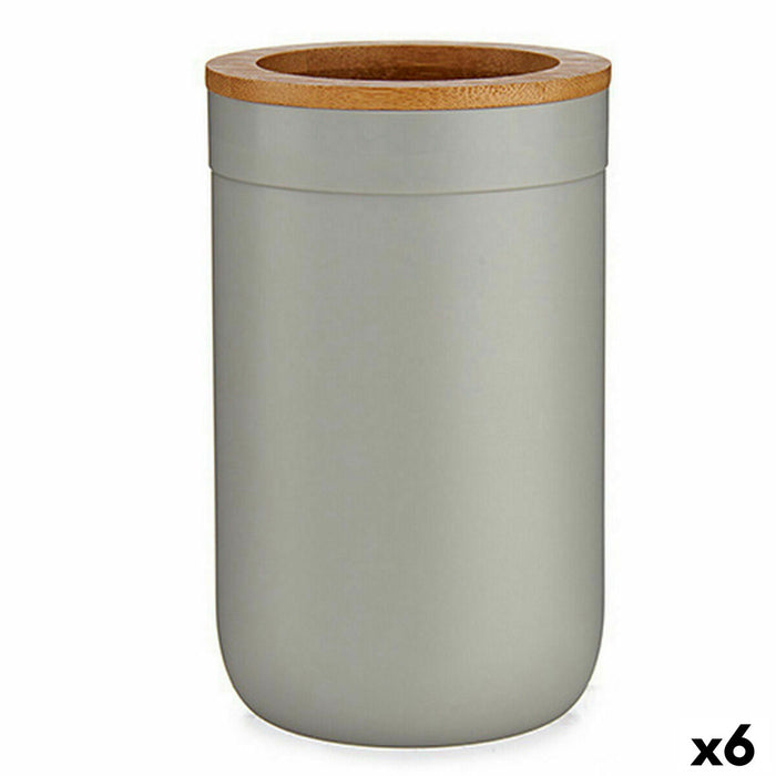 Toothbrush Holder Berilo Brown Grey Bamboo polypropylene 7,7 x 11,5 x 7,7 cm (6 Units)