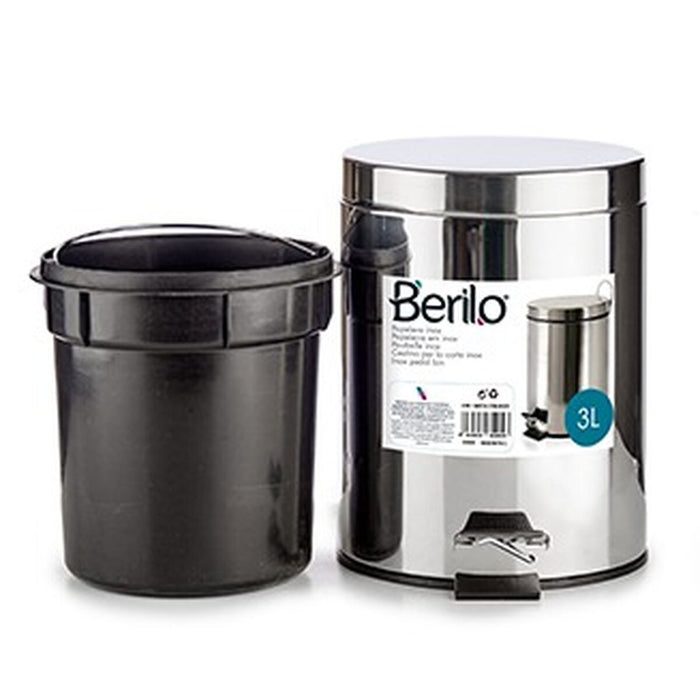 Pedal bin Berilo Silver Stainless steel Plastic 3 L (6 Units)