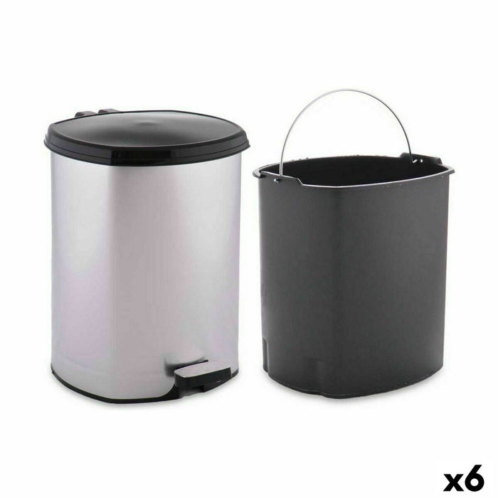 Pedal bin Berilo Silver Plastic 6 L (6 Units)