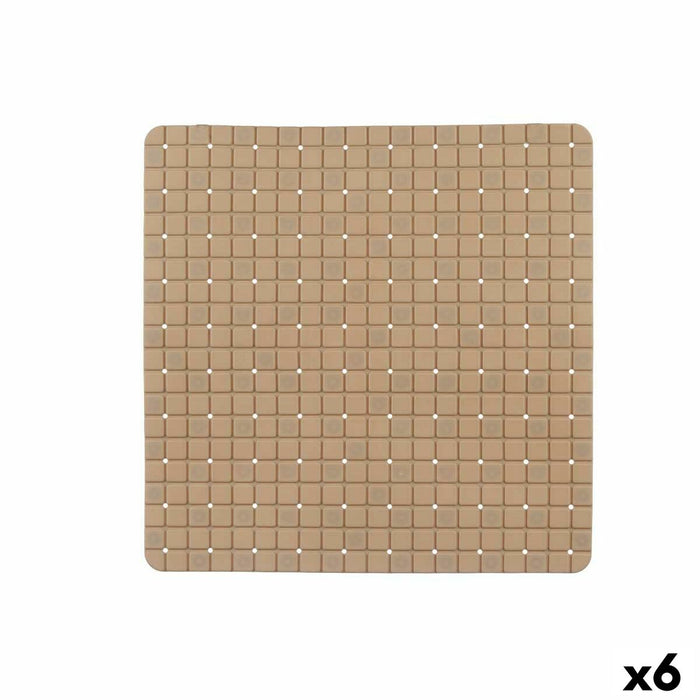 Non-slip Shower Mat Berilo Beige PVC 50,3 x 50,3 x 0,7 cm Frames (6 Units)