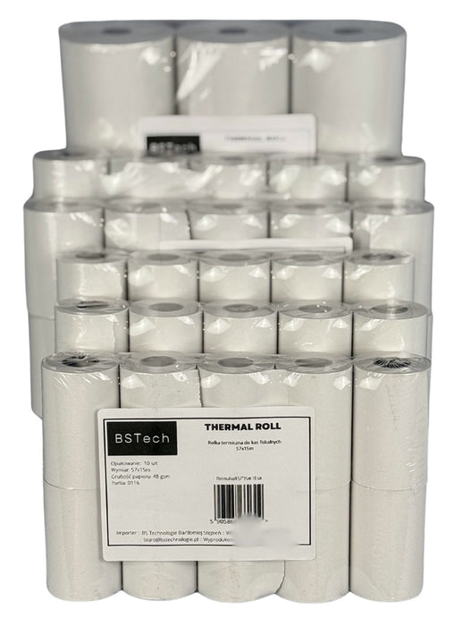 BSTech Paper roll thermal for cash registers fiscal 57x15m 10 pieces
