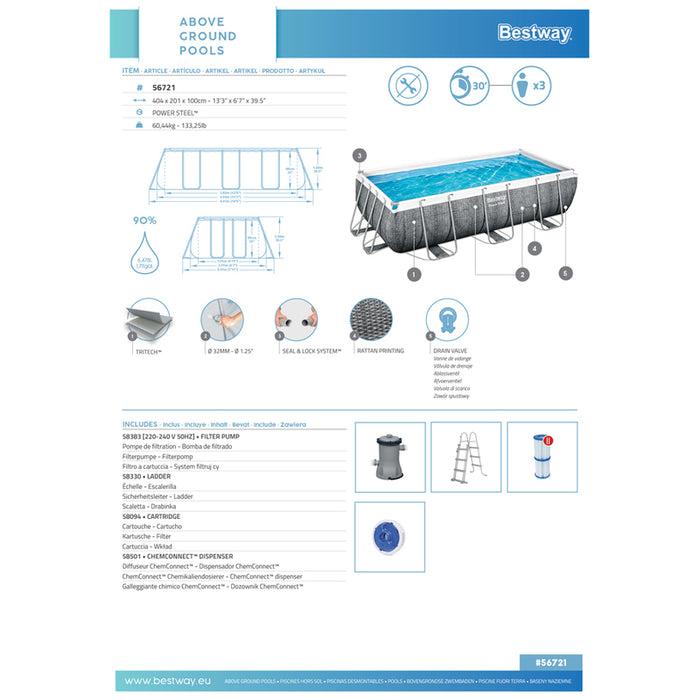 SWIMMING POOL 404X201X100CM BESTWAY 56721