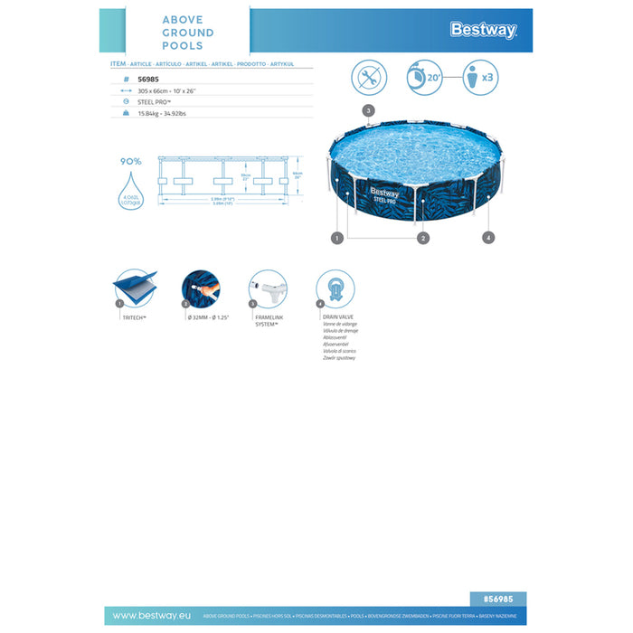 SWIMMING POOL F305X66CM BESTWAY 56985