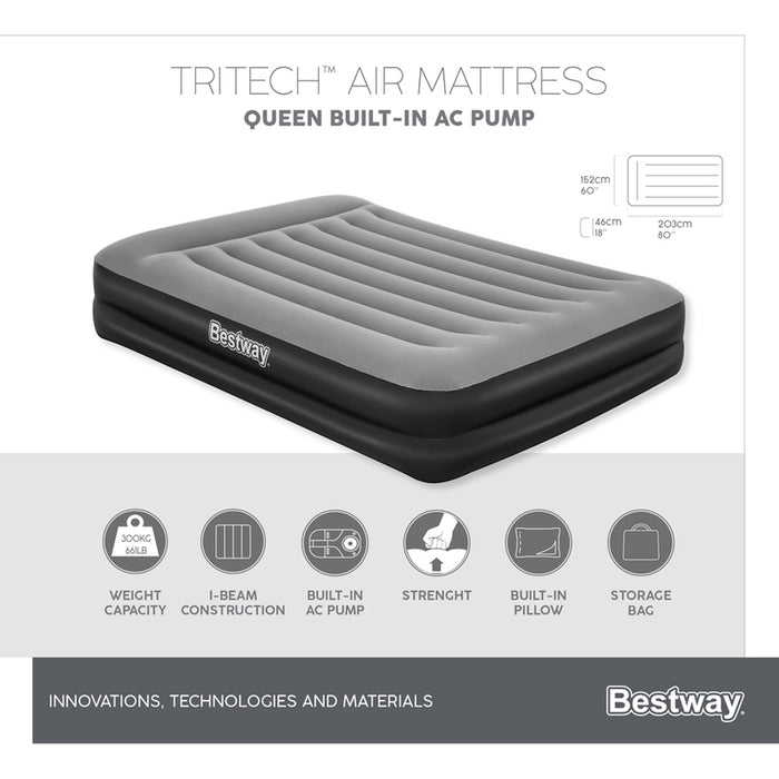 INFLATABLE MATTRESS 203X152X46CM WITH PUMP BESTWAY 67403