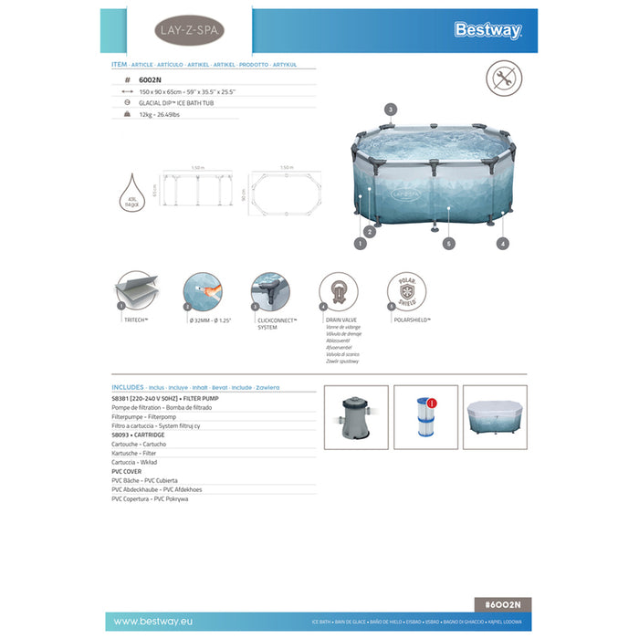 ICE BATH 150X90X65CM. BESTWAY 6002N