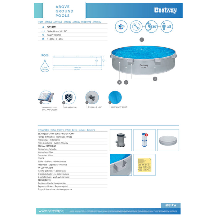 SWIMMING POOL 305X61 TANX BESTWAY 561RW