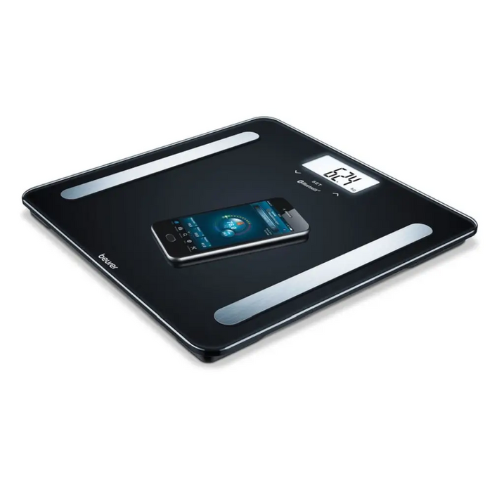 Beurer BF 600 BT diagnostic bathroom scale in pure black Weight body fat body water muscle percentage bone mass AMR/BMR