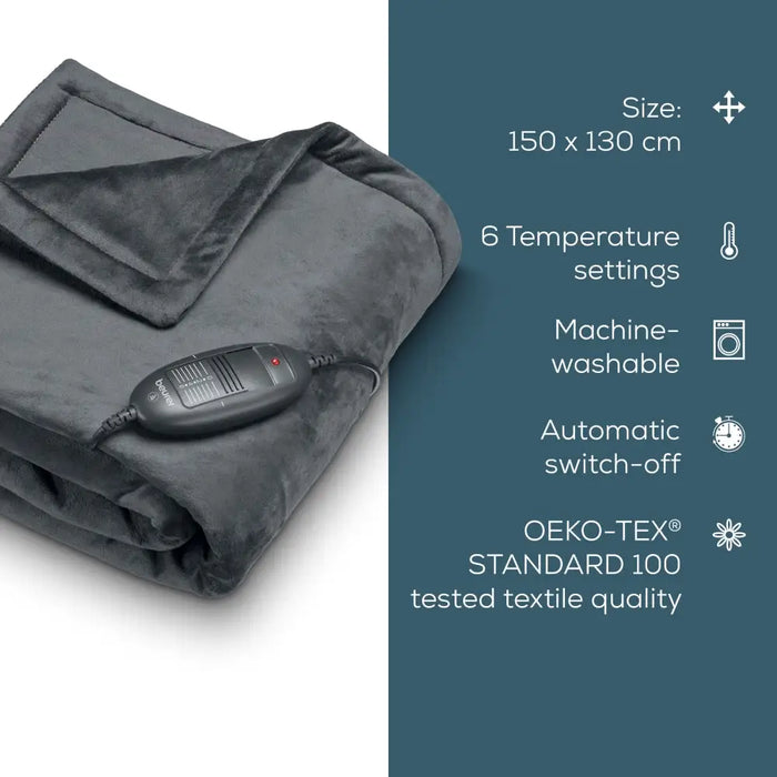Beurer HD 74 Cosy Dark Gray Heated Overblanket LE 2024 - Уреди за дома<<<BEURER уреди за здраве и