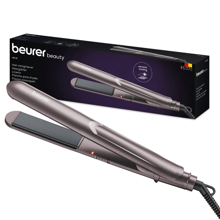 Beurer HS 15 Hair straightener, Ceramic coating, Quick heating, Spring-mounted hot plates,  Automatic switch-off after 30 minutes, Transport lock