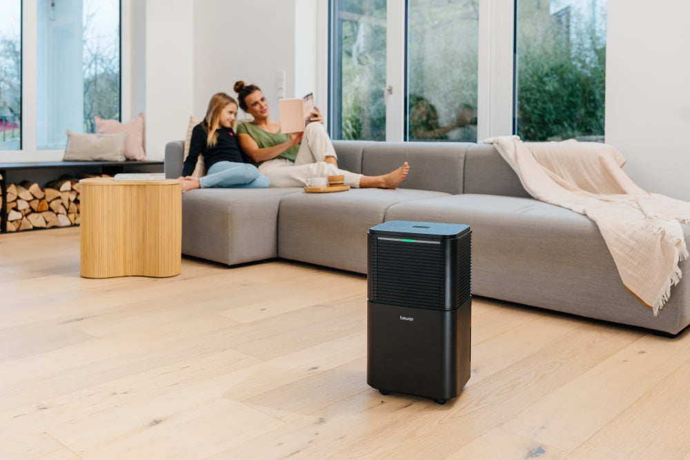 Beurer LE 150 Air Dehumidifier, up to 12 litre/day; rooms  30 m2 (72 m3); Laundry drying function; Removable tank: 2.0 l; Automatic mode; Night mode; Timer;  2 fan levels; Environmentally friendly refrigerant R290