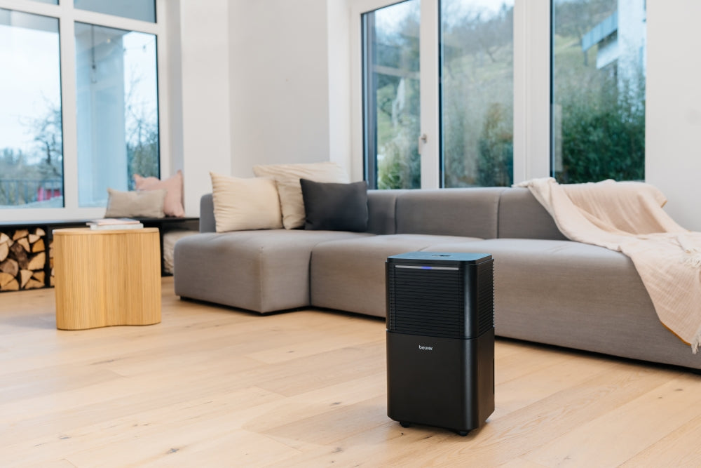 Beurer LE 150 Air Dehumidifier, up to 12 litre/day; rooms  30 m2 (72 m3); Laundry drying function; Removable tank: 2.0 l; Automatic mode; Night mode; Timer;  2 fan levels; Environmentally friendly refrigerant R290