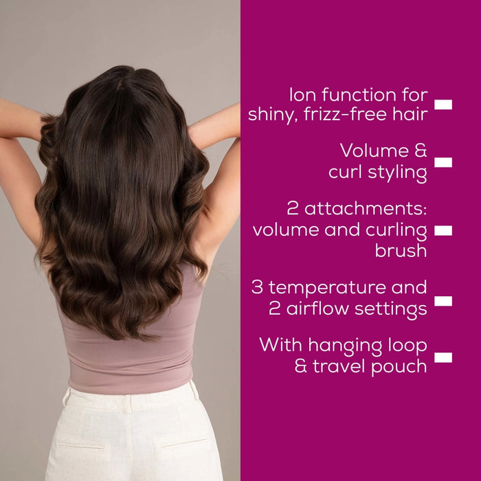 Beurer HT 85 Rotaiting  hot air brush, ionic function, caremic coating, 2 interchangeable attachments: Heated brush and curling brush, 2 heat settings & cold air setting