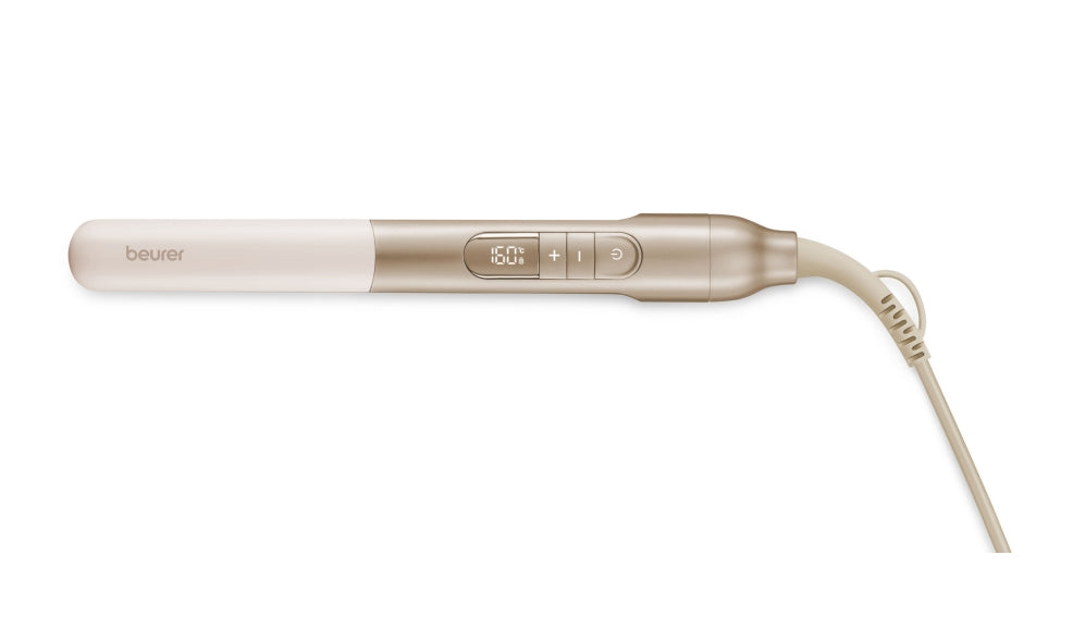 Beurer HS 70 Hair straightener, Ceramic-coated heating plates, Rounded housing, Ion function, Multi-stage temperature setting from 100°C - 220 °C, Automatic switch-off after 30 minutes, Button lock, heat-resistant storage bag
