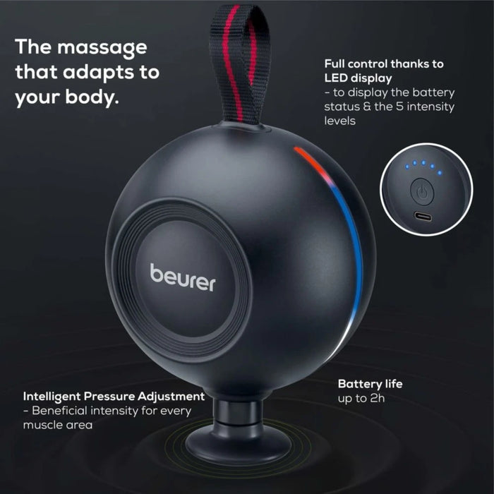 Beurer MG 101 SensorBoost, Integrated pressure sensor, Ergonomically shaped, 5 massage attachments, 5 intensity levels, Lithium-ion battery, black