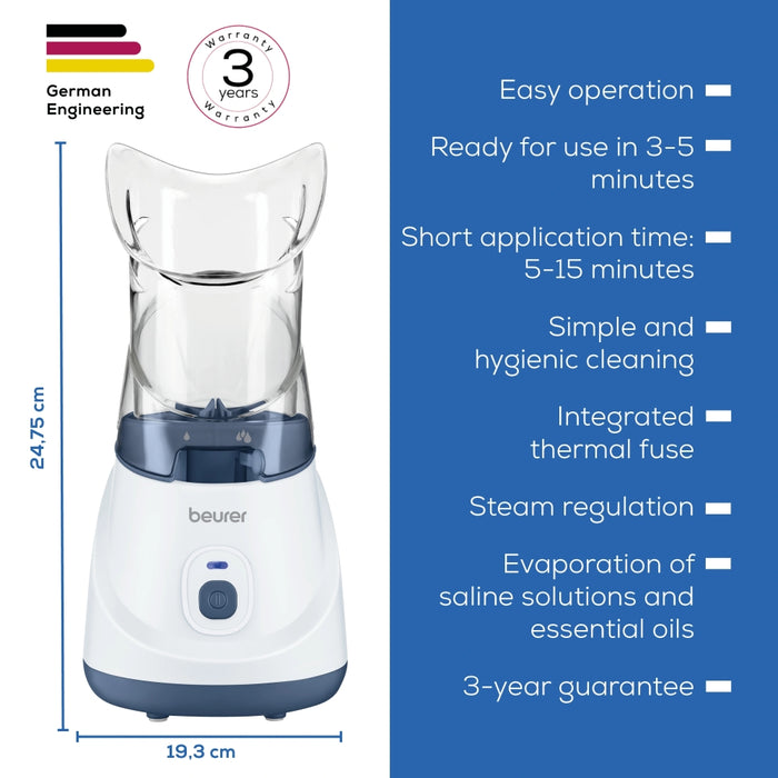 Beurer SI 31 Steam vaporizer, LED indicator; Quiet operation; Steam regulation; Ready to use in 3- 5 min; Saline solution and essential oils