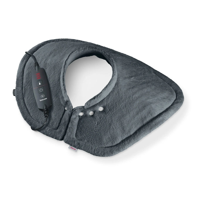 Beurer HK 66 Cosy Grey Shoulder & Neck Heat Pad; 3 temperature settings; auto switch-off after 90 min; washable on 30°; removable switch; fleece fibre;56(L)x52(W) cm