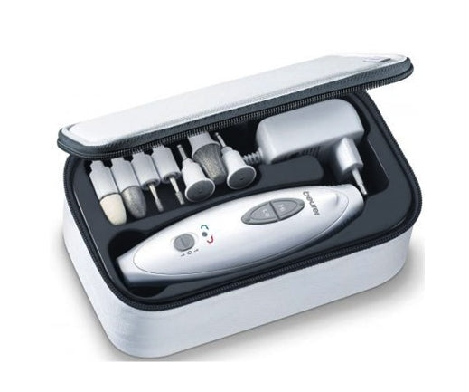 Beurer MP 41 Manicure/pedicure set, 7 attachments, 2 speed levels, LED light, storage case