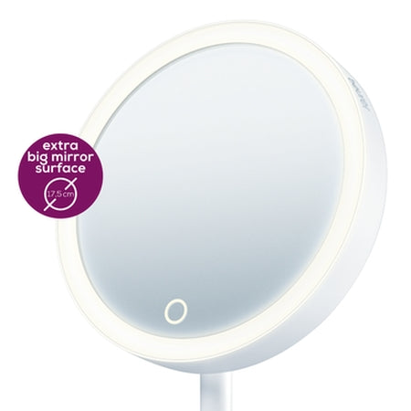 Beurer BS 45 illuminated cosmetics mirror,LED light, Touch sensor, 5x magnification,dimmer function,storage tray