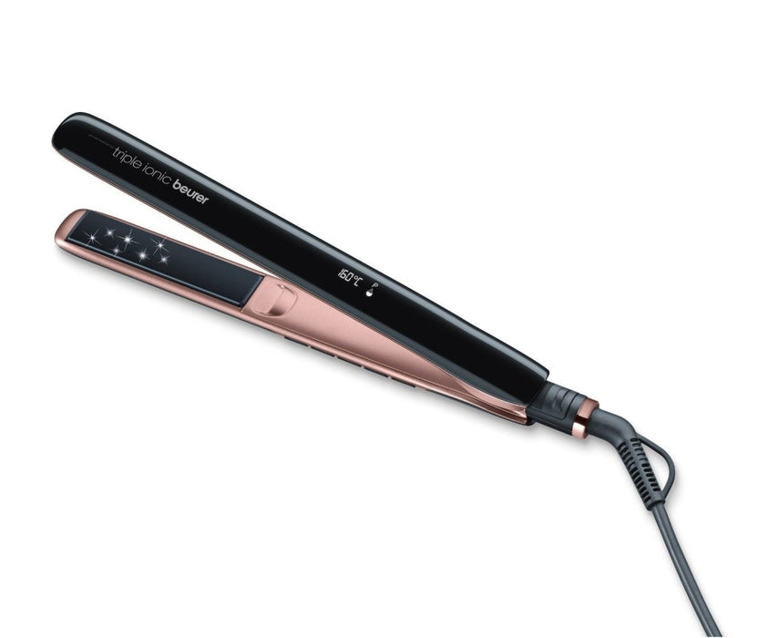 Beurer HS 80 Hair straightener,triple ionic function, Magic LED display-only during operation, titanium coating, 120-200 °,memory function,safety switch-off, plate locking system,heat-resistant storage bag