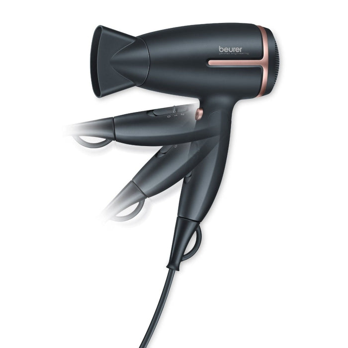 Beurer HC 25 Hair dryer, 1 600 W, ion function, folding handle, 2 heat settings, 2 blower settings, cold air, noozle, overheating protection 