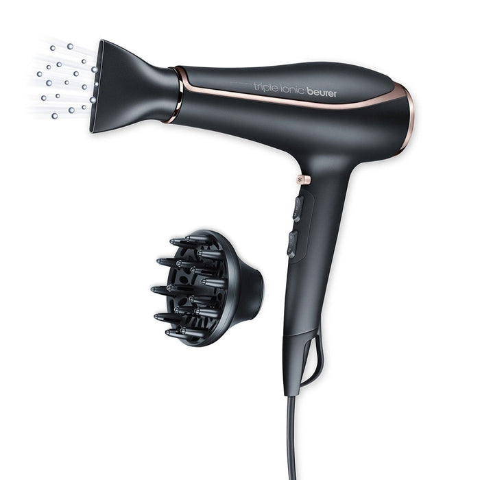 Beurer HC 80 Hair dryer, 2 200 W, triple ionic function, professional AC motor, 2 attachments, 3 heat settings,2 blower settings, cold air, overheating protection 