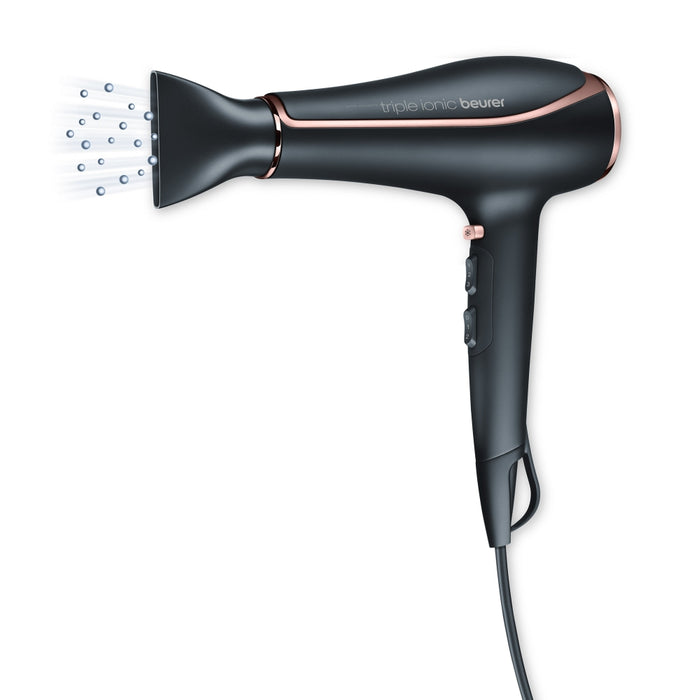 Beurer HC 80 Hair dryer, 2 200 W, triple ionic function, professional AC motor, 2 attachments, 3 heat settings,2 blower settings, cold air, overheating protection 