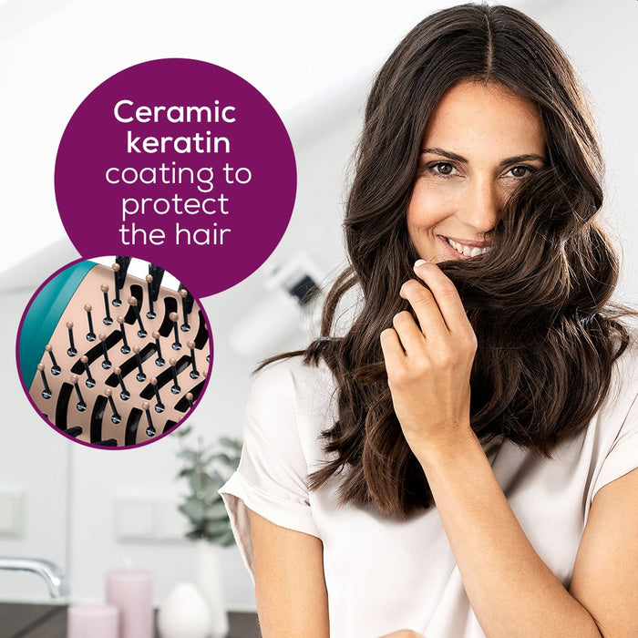 Beurer HC 45 Ocean 2-in-1 volumising hair dryer brush,  ionic function, caremic coating, 1000W, 2 heat and blower settings incl. cold air function