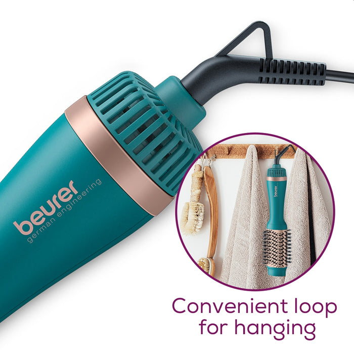 Beurer HC 45 Ocean 2-in-1 volumising hair dryer brush,  ionic function, caremic coating, 1000W, 2 heat and blower settings incl. cold air function