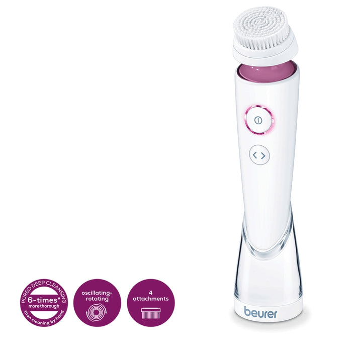 Beurer FC 95 Pureo Deep Cleansing,Facial brush,oscillating rotation, 2 rotation settings, 3 speeds,1 attachment , water-resistant, Lithium-ion battery,charger, 4 brush attachments