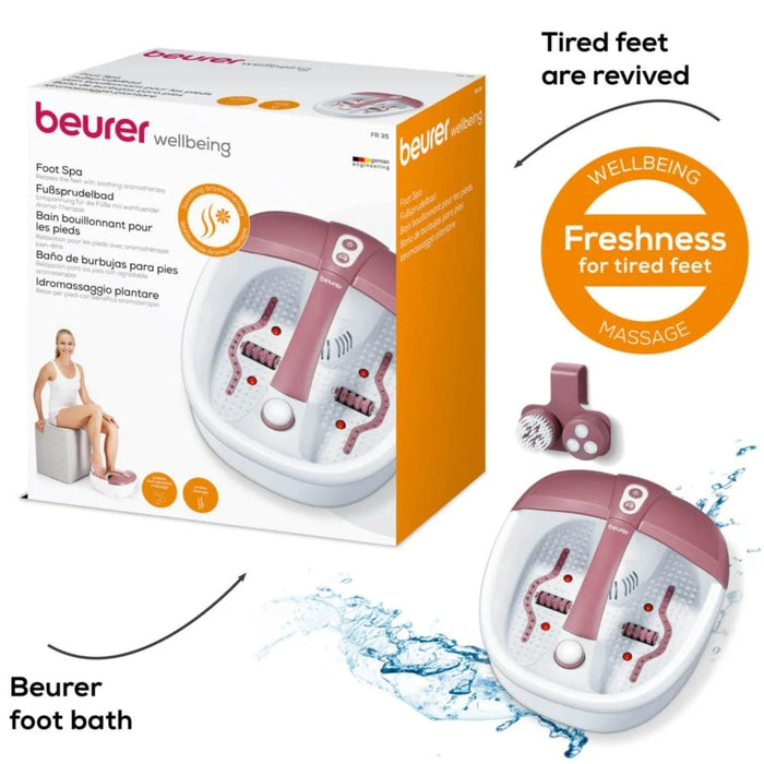Beurer FB 35 Foot spa with aromatherapy, Foot spa with pedicure, temperature control, massage & magnetic field application; 3 attachments; 3 functions