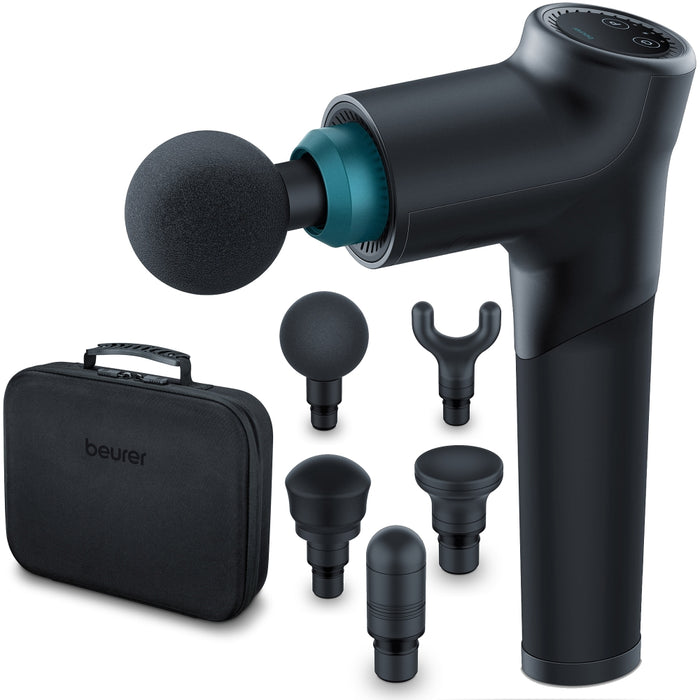 Beurer MG 185 deep tissue massager, 9 intensity levels & 3 massage programmes, 5 massage attachments, Lithium-ion battery up to 5.5h of use, storage case