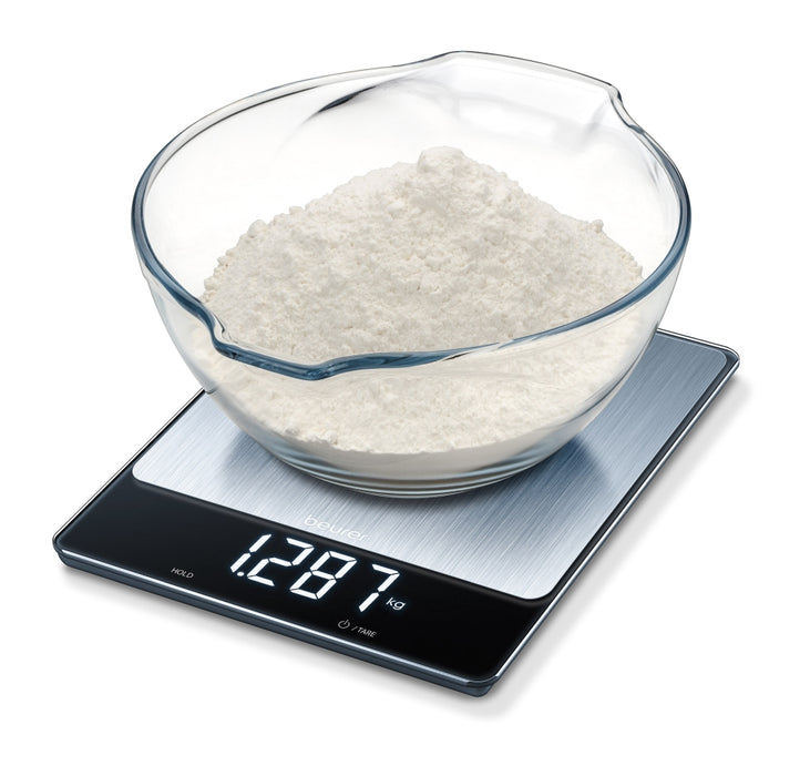 Beurer KS 34 XL kitchen scale; Stainless steel weighing surface; Magic LED; 15 kg / 1 g