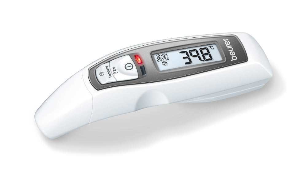 Beurer FT 65 multi functional thermometer, 6-in-1 function: ear, forehead and surface temperature, temperature alarm, date and time, 10 memory spaces, medical device