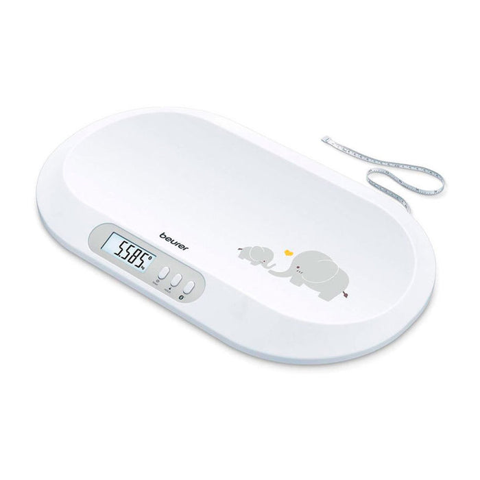 Beurer BY 90 baby scale, Data transfer via Bluetooth, Automatic and manual hold function, Curved weighing surface, 10 Measurement memory spaces