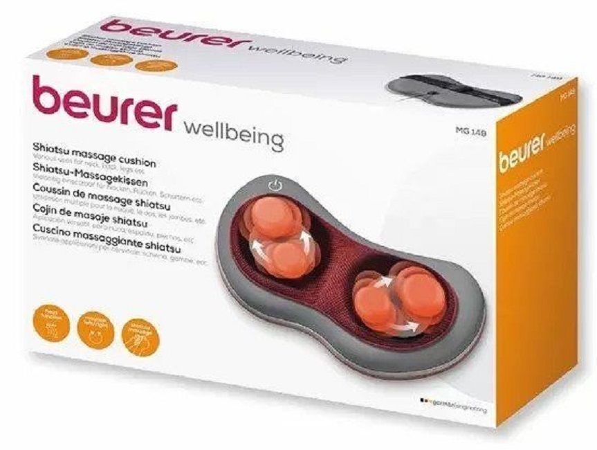 Beurer MG 149 Shiatsu Massage Cushion; for shoulders, neck, back and legs, removable cover machine washable 30 °, 4 massage heads rotating in pairs, light and heat