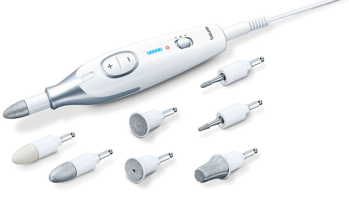 Beurer MP 42 Manicure / pedicure set; 7 attachments; adjustable speed; left/right rotation; LED light; storage case