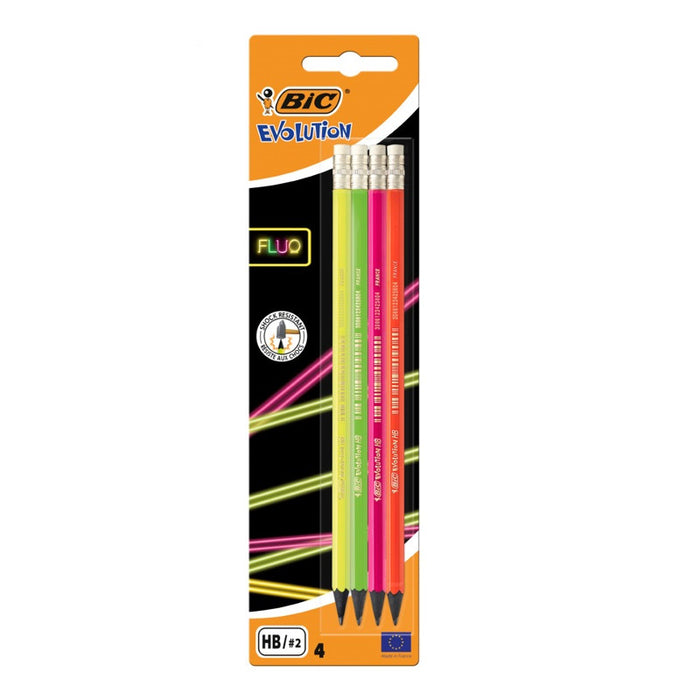 PENCIL WITH ERASER FLUO B4 BIC